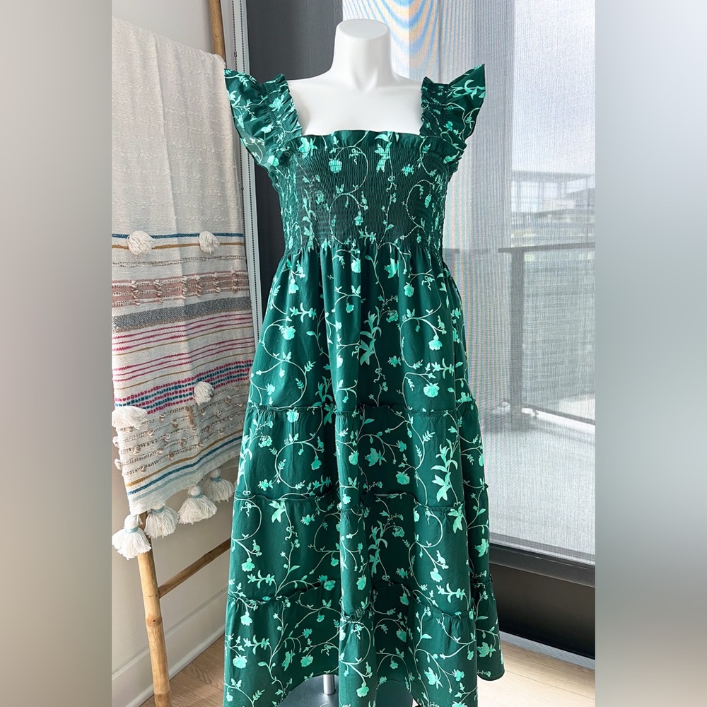 Hill House The Nap Alikah Green Green Botanical Sleeveless Midi Dress Women’s XL - Picture 1 of 8